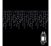 SALCAR Cortina Luces Navidad Exterior, 10M 400 LED Guirnalda Luces de Cascada 8 Modos Impermeable, Cadenas de Luces Led para Decorar Jardín, Aleros, Patios Navidad Decoracion, Frio blanco