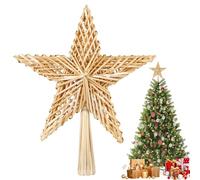 SALCAR Estrella de Paja para árbol de Navidad, 25 cm, Estrella de Paja, decoración Natural Hecha a Mano para árboles de Navidad