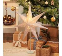 SALCAR Estrella de Papel de 55cm, Lámpara de Mesa de Luz LED Navideña, Decoración del Hogar, Lámpara de Iluminación con Base de Hierro Blanco y Bombilla E14, Blanco Cálido