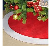 SALCAR Falda de árbol de Navidad en Rojo y Blanco, Falda de árbol de Navidad para árbol de Navidad de 1,8m / 2,1m / 2,4m / 2,7m, para Decoración Navideña, Fiesta, Boda, Año Nuevo - 120cm