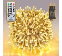 SALCAR Guirnalda de Luces LED 20m 300 LEDs con Mando a Distancia, 8 Modos, Temporizador y Memoria, IP44 Impermeable, para Decoración Navidad Fiesta Boda, Blanco Cálido