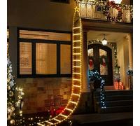 SALCAR Guirnalda de luces LED con forma de Papá Noel, 3 m, iluminación de Navidad con temporizador, función de memoria, 8 modos, para decoración interior y exterior, blanco cálido