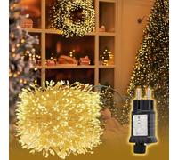 SALCAR Guirnalda de Luces LED Tipo Racimo 10m 400 LEDs en Hilo de Cobre, Impermeable con 8 Modos, Temporizador y Memoria, para Interior Exterior Jardín Árbol de Navidad Boda, Blanco Cálido