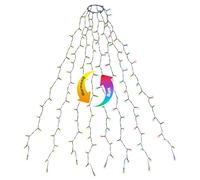 SALCAR Guirnalda Luminosa para Árbol de Navidad 1,5m con Corona y 8 Guirnaldas Blanco Cálido & Multicolor, 200 LEDs Funda Iluminada para Árbol de 90cm a 150cm, Decoración Interior Exterior