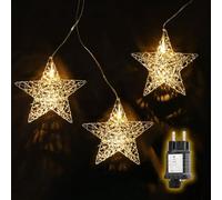 SALCAR Luces LED Estrella de Navidad Interior Exterior, 3 Estrellas LED Decoración Navideña, Luces Cortina para Ventana Cristal Pared Puerta Interior Terraza Balcón, Blanco Cálido
