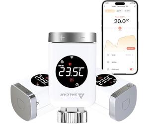 SALCAR Pack de 3 Cabezal Termostático TRV801W WiFi Termostato Calefaccion Compatible con Amazon Alexa & Google Assistant Programable Tuya Termostato para Radiador sin Puerta de Enlace Adicional