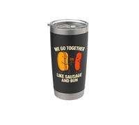 Salchicha y bollo vamos juntos divertido par juego de palabras Vaso térmico de acero inoxidable de doble pared