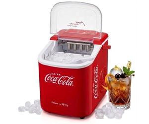 Salco Máquina de cubitos de hielo Coca-Cola, cubitos de hielo en 8-13 minutos, con abrebotellas COCA-COLA (10 kg en 24 h - rojo)