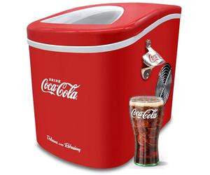 Salco Máquina de cubitos de hielo Coca-Cola, cubitos de hielo en 8-13 minutos, con abrebotellas COCA-COLA (12 kg en 24 h - rojo)