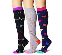 Salefun Medias de compresión para mujer, 20 - 30 mmHg, medias de compresión para hombre, medias de deporte, medias de compresión, medias de trombosis, vuelo, viajes, medicinal, 3 unidades Negro 3539