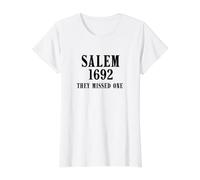Salem 1692 Se perdieron un Divertido gráfico de la Historia de una Bruja Camiseta gráfica económica, Mujer, Blanco, XS