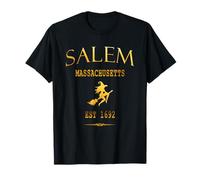 Salem Massachusetts Witch EST 1692 Letra Halloween Camiseta