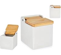 Salero blanco cuadrado con tapa, 10,5 x 10,5 x 10,5 cm.aprox. -1 unidad
