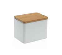 Salero con Tapa Versa Blanco Metal Bambú 11 x 11 x 14 cm - Marca: Versa - EAN: 8420327566560