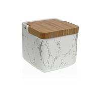Salero con Tapa Versa Cerámica Bambú Acero Dolomita Mármol 11,7 x 11,2 x 11,7 cm - Marca: Versa - EAN: 8420327565938