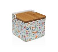 Salero con Tapa Versa Cerámica Dolomita Flores 12,2 x 11,5 x 12,2 cm - Marca: Versa - EAN: 8420327567505