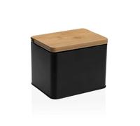 Salero con Tapa Versa Negro Metal Bambú 11 x 11 x 14 cm - Marca: Versa - EAN: 8420327566553