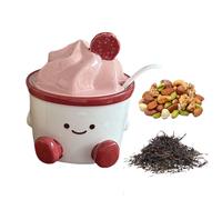 Salero | Divertido vaso de sal de cerámica con tapa y cuchara | Lindo recipiente de azúcar, para cocina, mesa de pícnic, hornear, especias, comida, cocina, hogar, exterior, camping, bar, cafetería