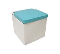 SALERO Sal Cuadrado Porcelana Blanco BISAGRA Tapa Madera Azul