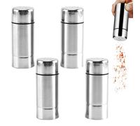 Salero y Pimentero Juego de 4 Pequeño Acero Inoxidable Especias Sal y Pimienta Shaker Salero y Pimentero de Acero Inoxidable Juego de Salero Salero y Azucarero Cocina Salero Pequeño Pimentero
