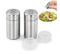 Salero y Pimentero Portátil de Acero Inoxidable - Set de 2 Mini Saleros con Tapa Hermética, 5 ml, Ideales para Cocina, Camping, Barbacoa y Viajes, también como Azucarero.