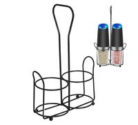 Salero y pimentero - Soporte de cocina de acero 17 x 8,3 x 36 cm | Soporte para molinillos de sal y pimienta con asa portátil organizador de mesa de cocina accesorios de cocina estable apto para