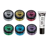 Saleros de Purpurina Eco Biodegradable de Moon Glitter - Purpurina 100% Cosmética Bio para Cara, Cuerpo, Uñas, Pelo y Labios - 5g Set de 6 - más Gel Fijador de Purpurina