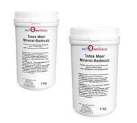 Sales de baño minerales del Mar Muerto del Mar Muerto, gruesas, 2 x 1,0 kg, 100% naturales del Mar Muerto.