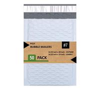 Sales4Less #7 sobres acolchados con burbujas de polietileno de 14,25 x 50,8 cm, paquete de 50 unidades, PBMVR_14.25 x 20 pulgadas, color blanco