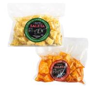 SALETA® Lote de Quesos | Surtido de 2 Bolsas de Queso PreCortado Curado de Oveja en Aceite de Oliva Virgen con Romero y con Pimentón | Quesos Artesanos de La Mancha | Pack "Contrastes" 500 gr