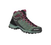 Salewa - Zapatillas de senderismo Mujer - Ws Alp Mate Mid Wp Duck Green/Rhododendon para Mujer de Cuero - Talla 5 UK - Verde Verde 5 UK
