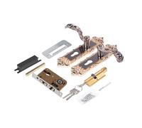 SALEYNABEA European Retro Aluminum y Vior Lock, T In Room Lock, Classic with 3 Keys for Home Hotel, l L Handle for Bedroom Bathroom Gate