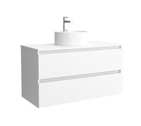 Salgar Mueble de baño Bequia 100 cm con Lavabo 100% montado de fábrica | Acabado Blanco Mate suspendido 2 cajones Cierre amortiguado Apertura con uñero | Lavabo sobre encimera | Marca