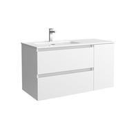 Salgar Mueble de Baño Bequia 100cm + Coqueta 1 Puerta Derecha + Lavabo cerámica | Blanco Mate |100x45x56