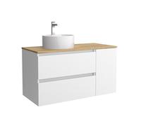 Salgar Mueble de Baño Bequia 100cm + Coqueta 1 Puerta Lado Reversible + Encimera + Lavabo posar| Blanco Mate |100x45x56