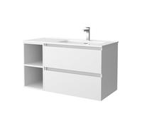 Salgar Mueble de Baño Bequia 100cm + Coqueta 2 Huecos Izquierda + Lavabo cerámica | Blanco Mate |100x45x56