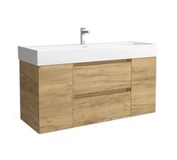 Salgar Mueble de Baño Bequia 120cm + Coqueta 1 Puerta Centrado + Lavabo cerámica | Roble |120x45x66