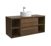 Salgar Mueble de Baño Bequia 120cm + Coqueta 2 Huecos Centrado + Encimera + Lavabo posar| Nogal |120x45x56
