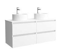 Salgar Mueble de baño Bequia 140cm + Encimera + Lavabo posar | Blanco Mate|140x45x56
