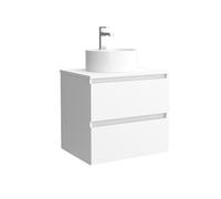Salgar Mueble de baño Bequia 60 cm con Lavabo 100% montado de fábrica | Acabado Blanco Mate suspendido 2 cajones Cierre amortiguado Apertura con uñero | Lavabo sobre encimera
