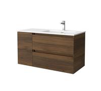 Salgar Mueble de Baño Bequia 90cm + Coqueta 1 Puerta Izquierda + Lavabo cerámica | Nogal |90x45x56