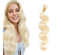 Salharer Extensiones de pelo auténtico de trama de onda humana, paquetes de cabello humano sin procesar, extensiones de cabello real, de una sola hebra, Remy #613, rubio color, 22 pulgadas