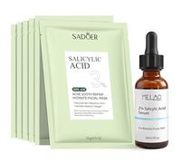 Salicylic Acid 2% Solution + 6 Pcs Mascarilla Hidratante,con Ácido Salicílico y Niacinamida,Suero de ácido salicílico,Just Salicylic Acid 2%,Exfolia y Purifica,Controla el Exceso de Sebo,Cuidado Suave