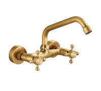 Salida de agua de pared de bronce Todos los grifos de agua fría y caliente montados en la pared de cobre se pueden girar Grifos de pared retro, color antiguo