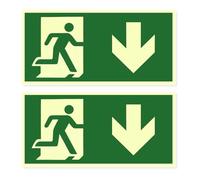 Salida de emergencia Adhesivo - Pack de 2 Señal Evacuación Autoadhesivas de PVC, Alta Claridad y Visibilidad, Perfecto para Hoteles, Escuelas, Edificios de Oficinas, 30x15 cm
