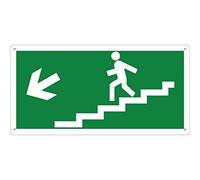 Salida de emergencia Scale | Cartel de seguridad de aluminio metal dibond 3 mm de espesor (Scale Freccia izquierda Exit)