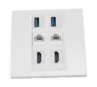 Salida HDMI, Placa de Pared Multimedia de 6 Puertos Placa de Pared HDMI Adaptador Multipuerto HDMI 5 Gbps 4K 60 HZ HD Interfaz Multimedia Cat6 RJ45 USB3.0 Panel de Placa de Pared