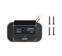 Salida USB con puertos QC3.0 y PD3.0 e interruptor de encendido/apagado, soporta carga rápida para coches, barcos y aplicaciones marinas de 12 V (1 unidad)