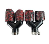 SalidaCola Punta Escape Fibra Carbono Lámina Roja Brillante Tubo Doble Cabeza Acero Inoxidable Adecuado Modificación Trasera Coche Para 1Ud autoGarganta(63mmIN-101mmOUT left)