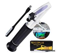 Salinidad de Escala Dual y Refractómetro Brix con Óptica ATC, 0-10% Brix y 0-100 ppt Salinidad para Líquido de Corte CNC para Sal Marino Acuario Acuario Tanque Industria Marina con Luz LED + Pipetas